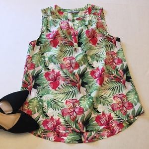 DALIA | Tropical Floral Sleeveless Top | M